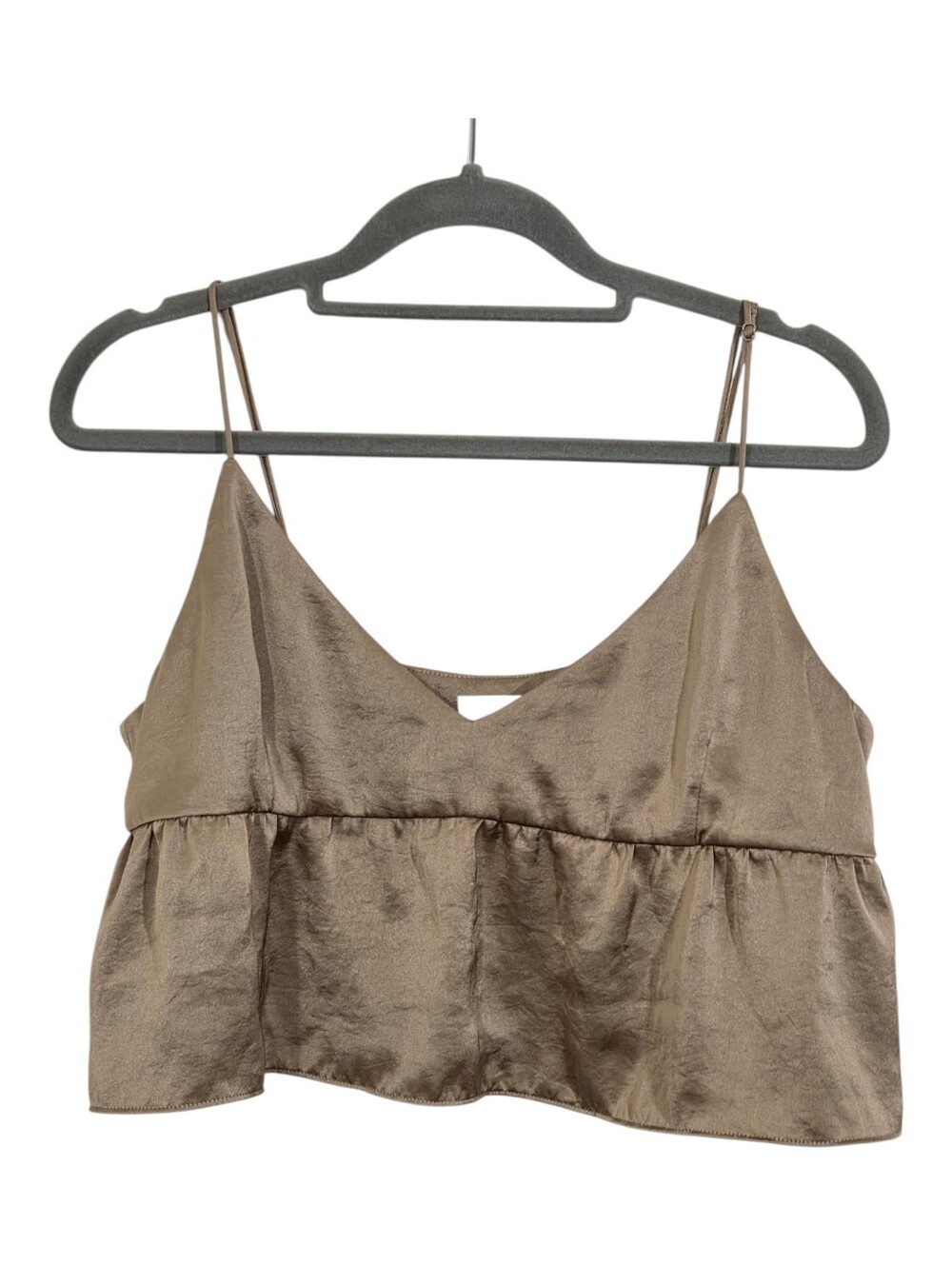 Aritzia Wilfred Lover Satin Camisole Top Cropped Tan Beige Medium
